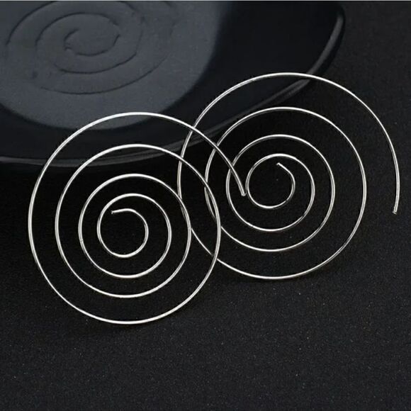 Swirl Spiral Geometric Dangler Earrings - Picture 2 of 3